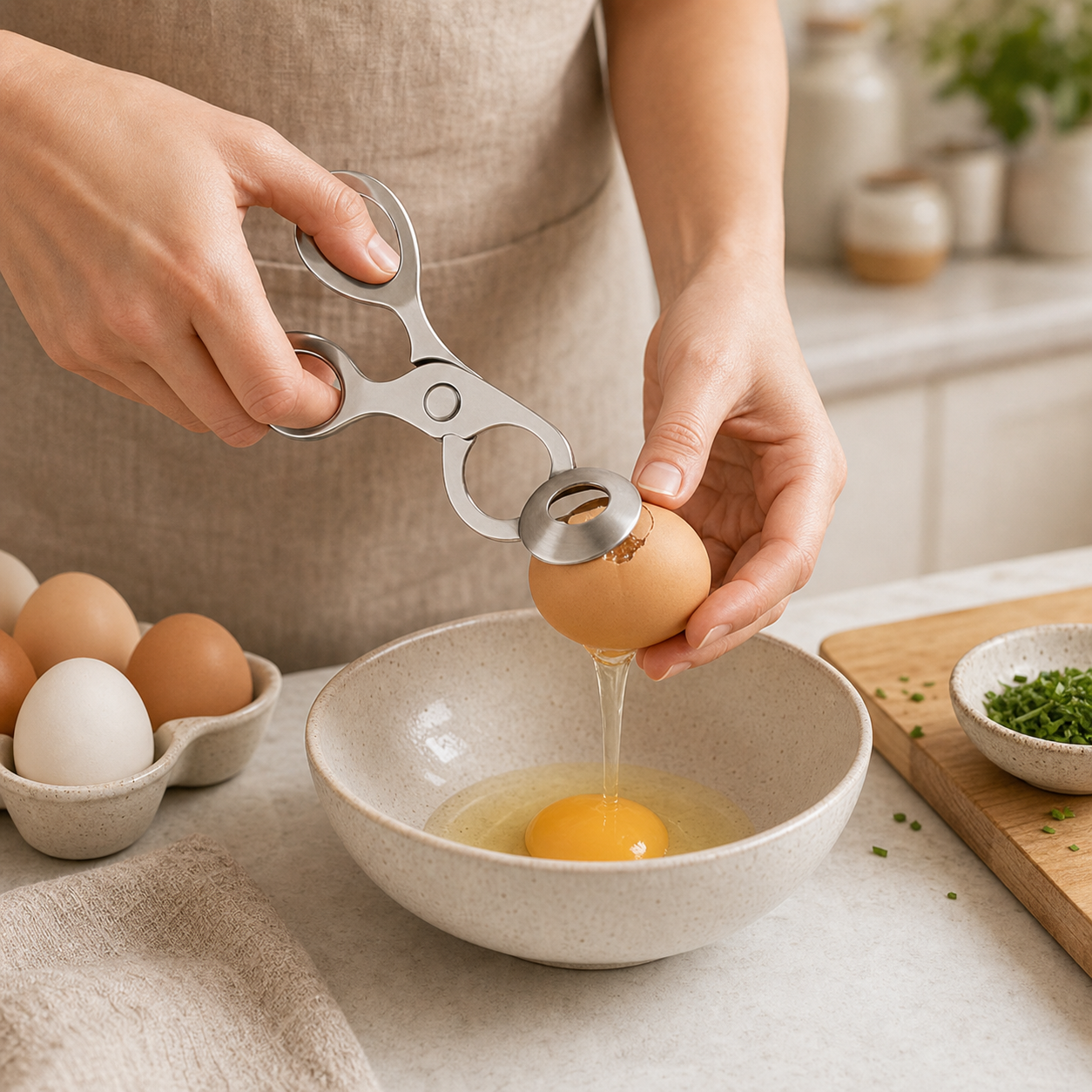 Easy-Crack Egg Opener lifestyle use photo