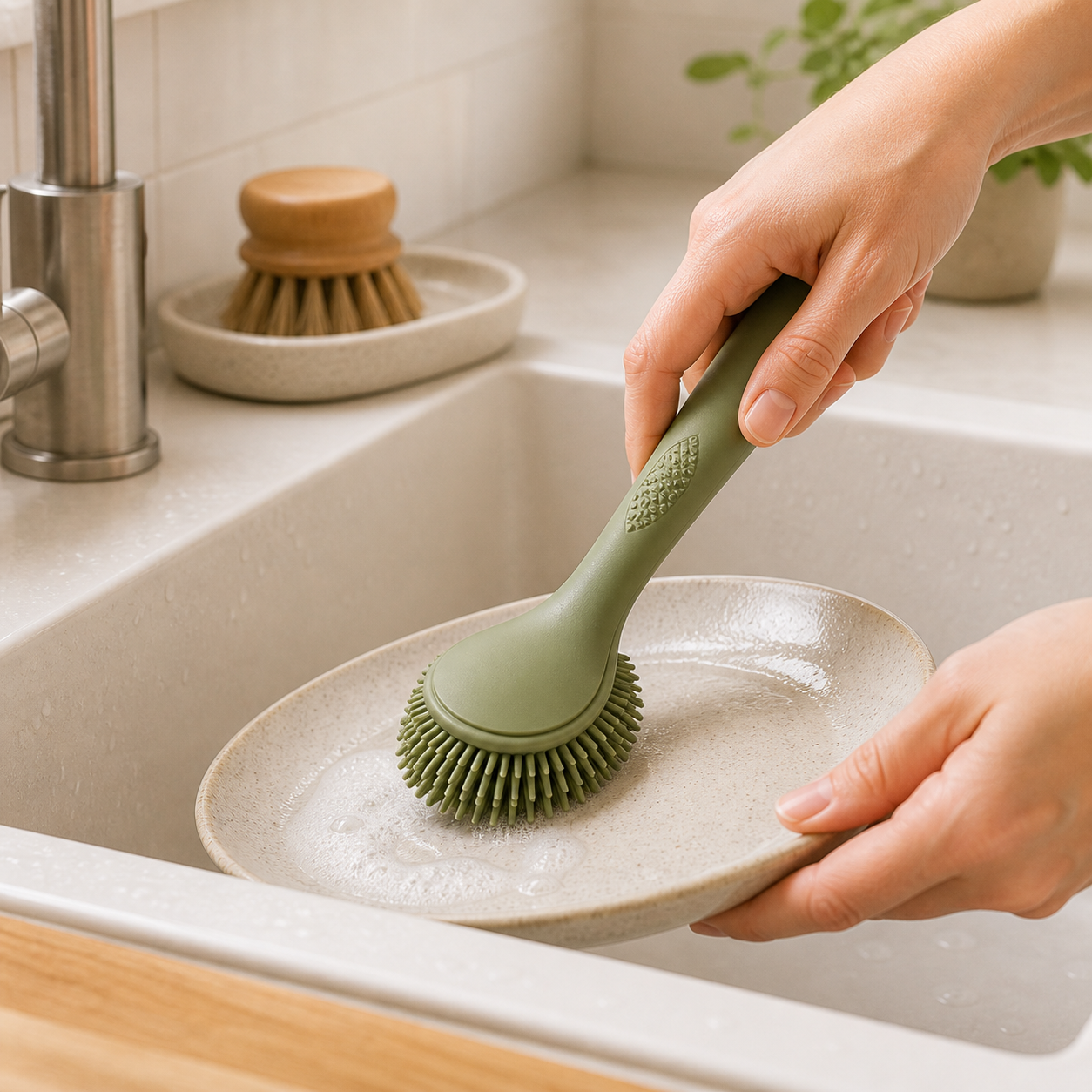Silicone Sink Cleaning Brush lifestyle use photo